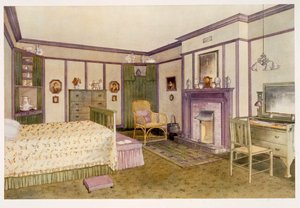 Green and mauve bedroom by Richard Goulburn Lovell